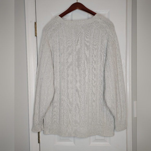 VINTAGE 80-90's ALEXANDER JULIAN COLOURS Cable Knit Crewneck Sweater, Ivory XXL - Picture 6 of 9